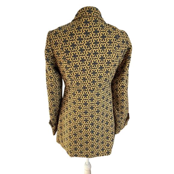 Pura Vida Peacoat Womens Size 4 Gold Gray Double Breasted Wool Blend Floral - Picture 5 of 9